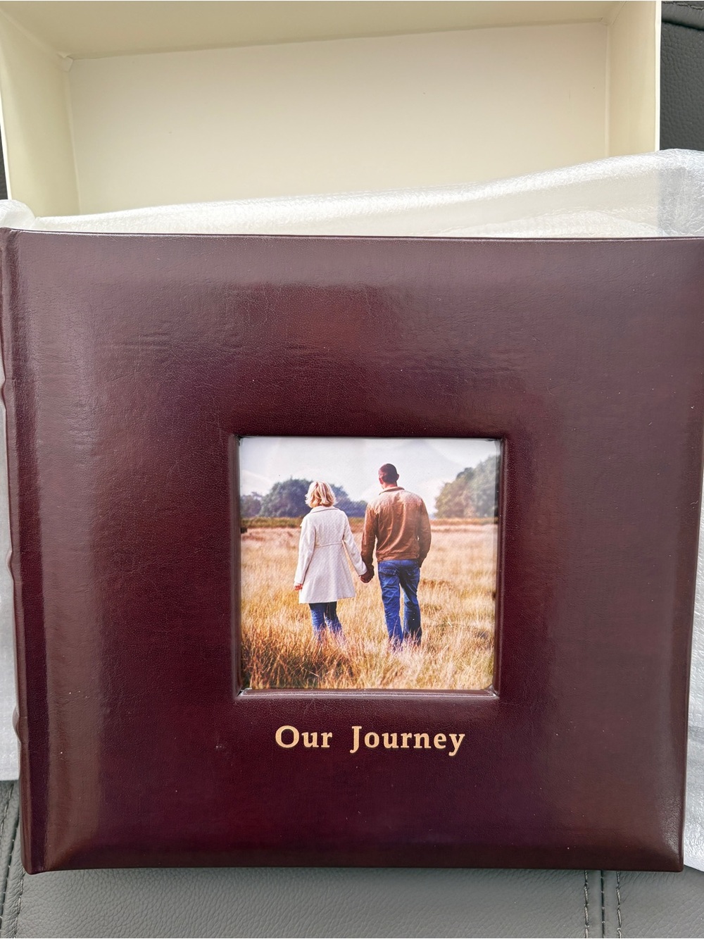 Photo Album with Brown Leather Cover “Our Journey” Memories & Photos
